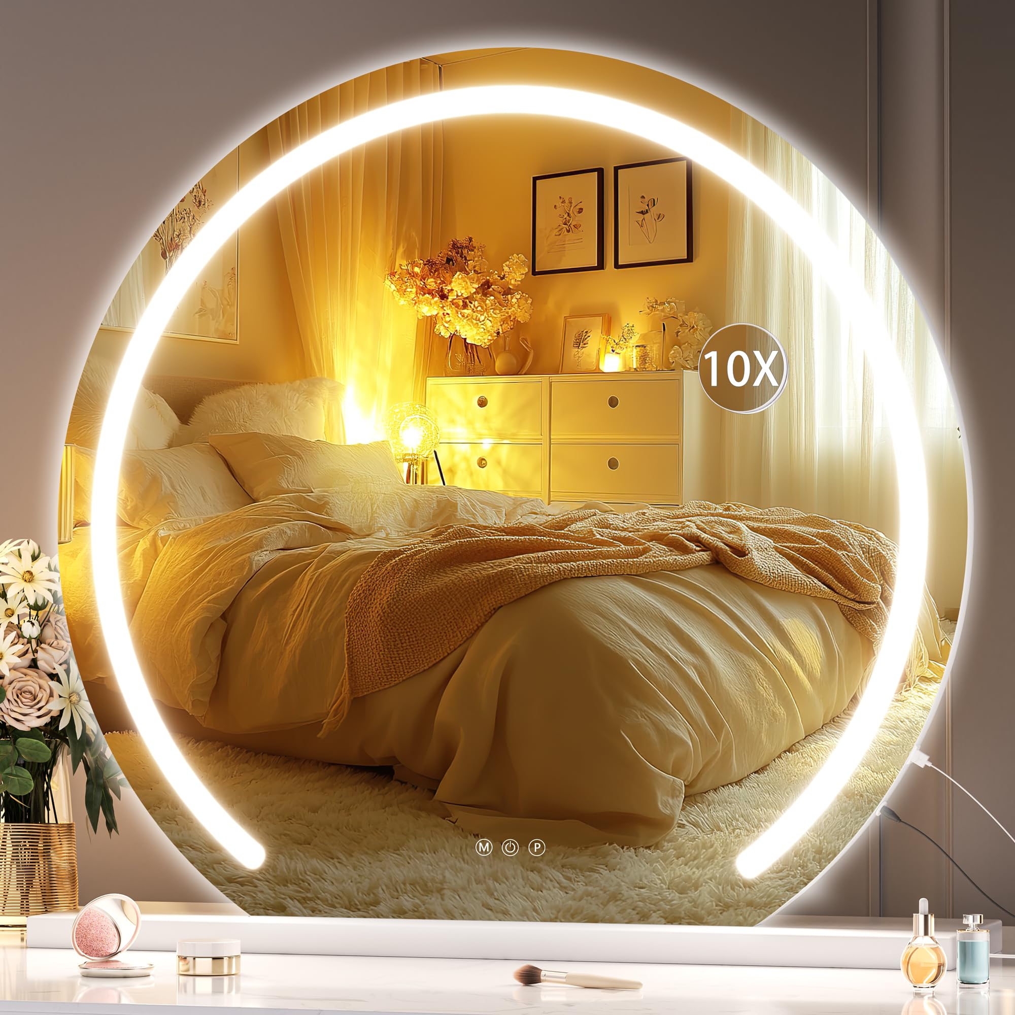 Vanity Mirror with Lights 24" x 22" LED Makeup Mirror