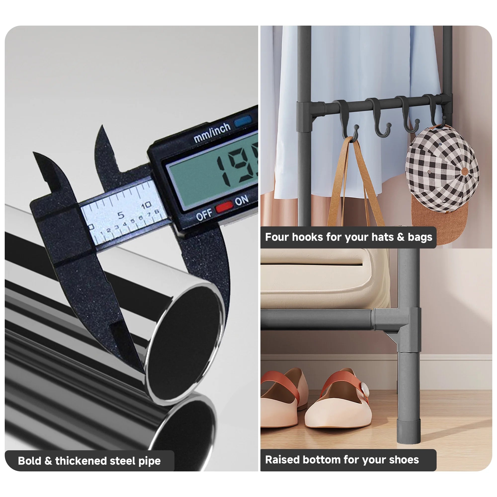 Portable Closet,  Portable Wardrobe Storage Closet, Clothes Storage Cabinet with Curtain, for Bedroom, Clothes Room, Black