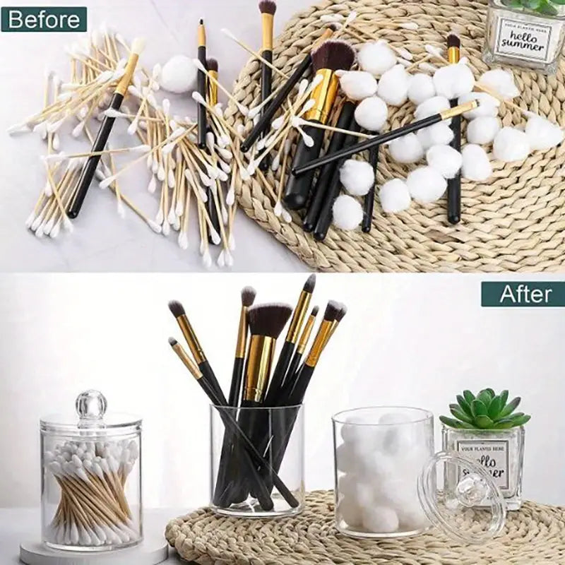 Clear Plastic Cotton Swab Holder and Bathroom Organizer