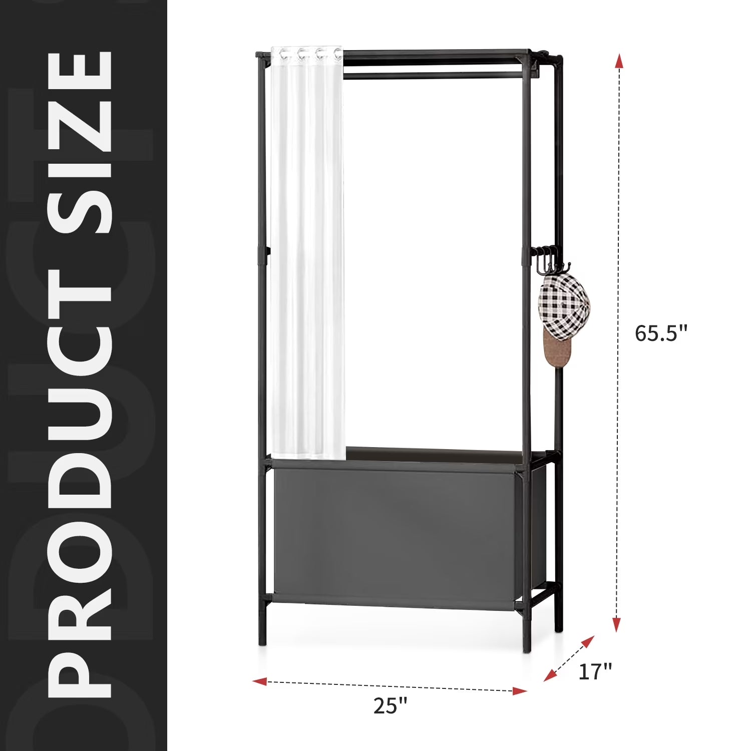 Portable Closet,  Portable Wardrobe Storage Closet, Clothes Storage Cabinet with Curtain, for Bedroom, Clothes Room, Black