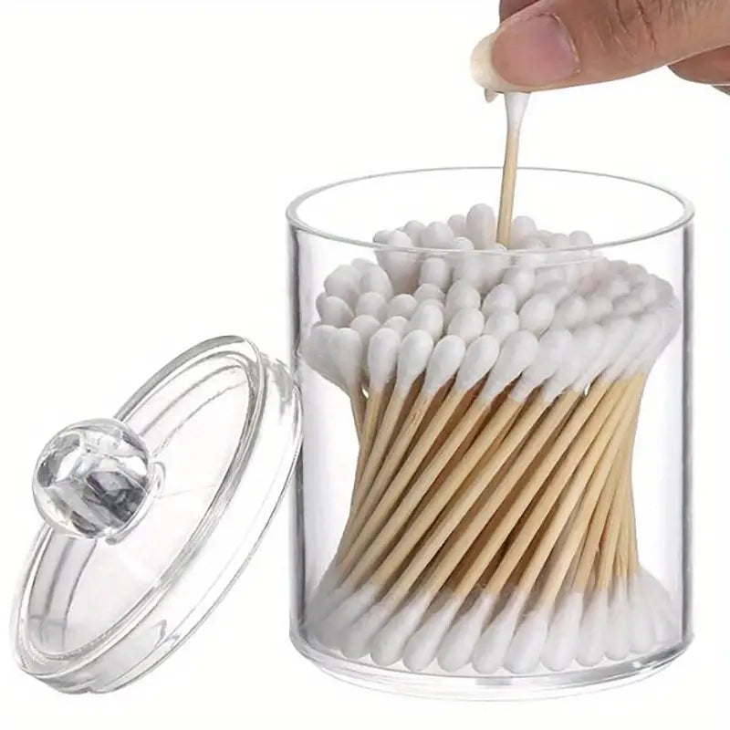 Clear Plastic Cotton Swab Holder and Bathroom Organizer