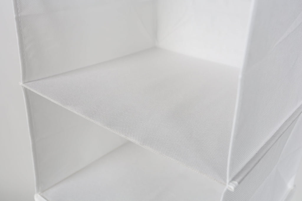 (3 Pack)  6 Shelf Non-Woven Hanging Closet Organizer Shelf Dividers, Arctic White