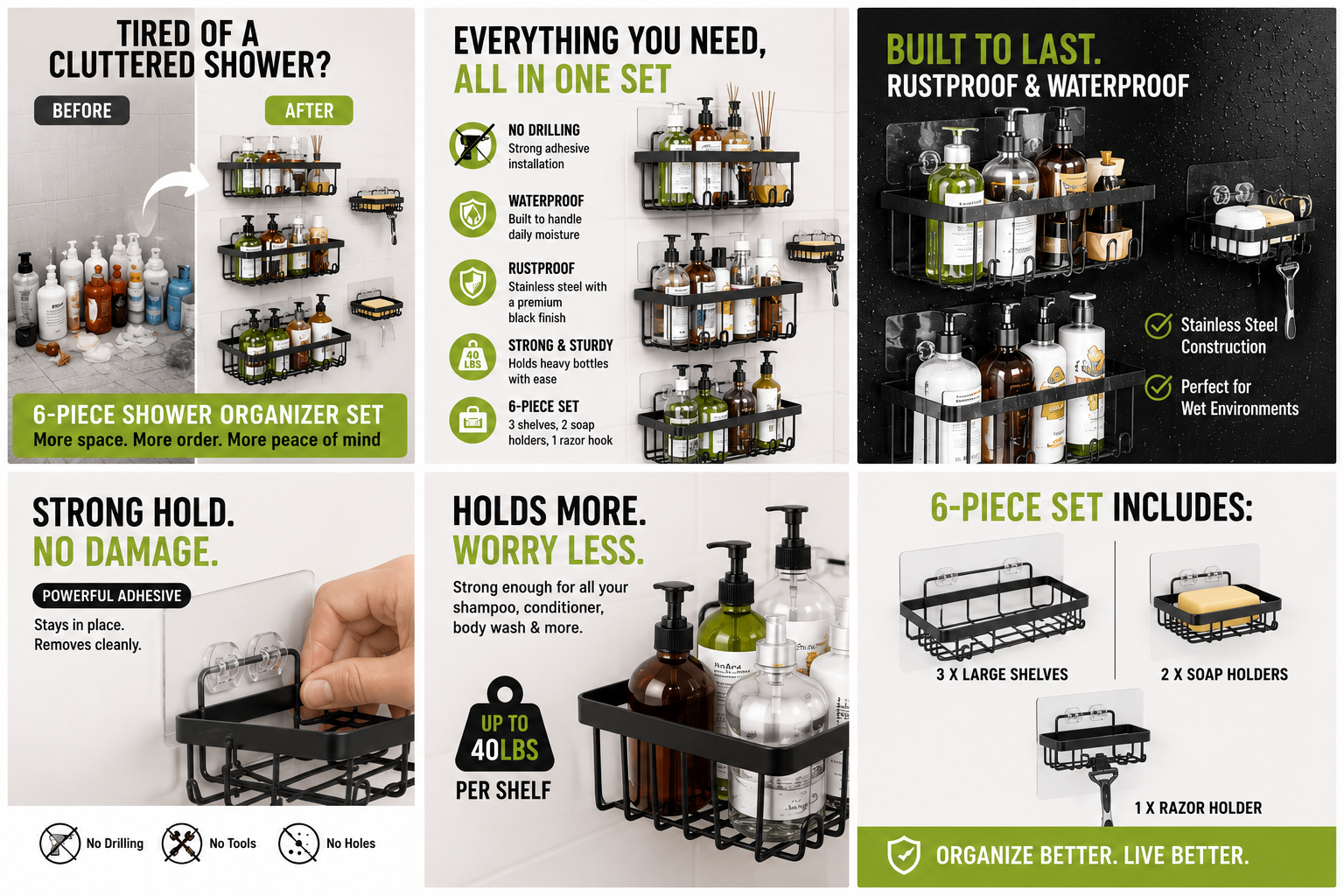 Shower Shelves Overflowing? Keep Your Bathroom Organized and Clutter-Free.