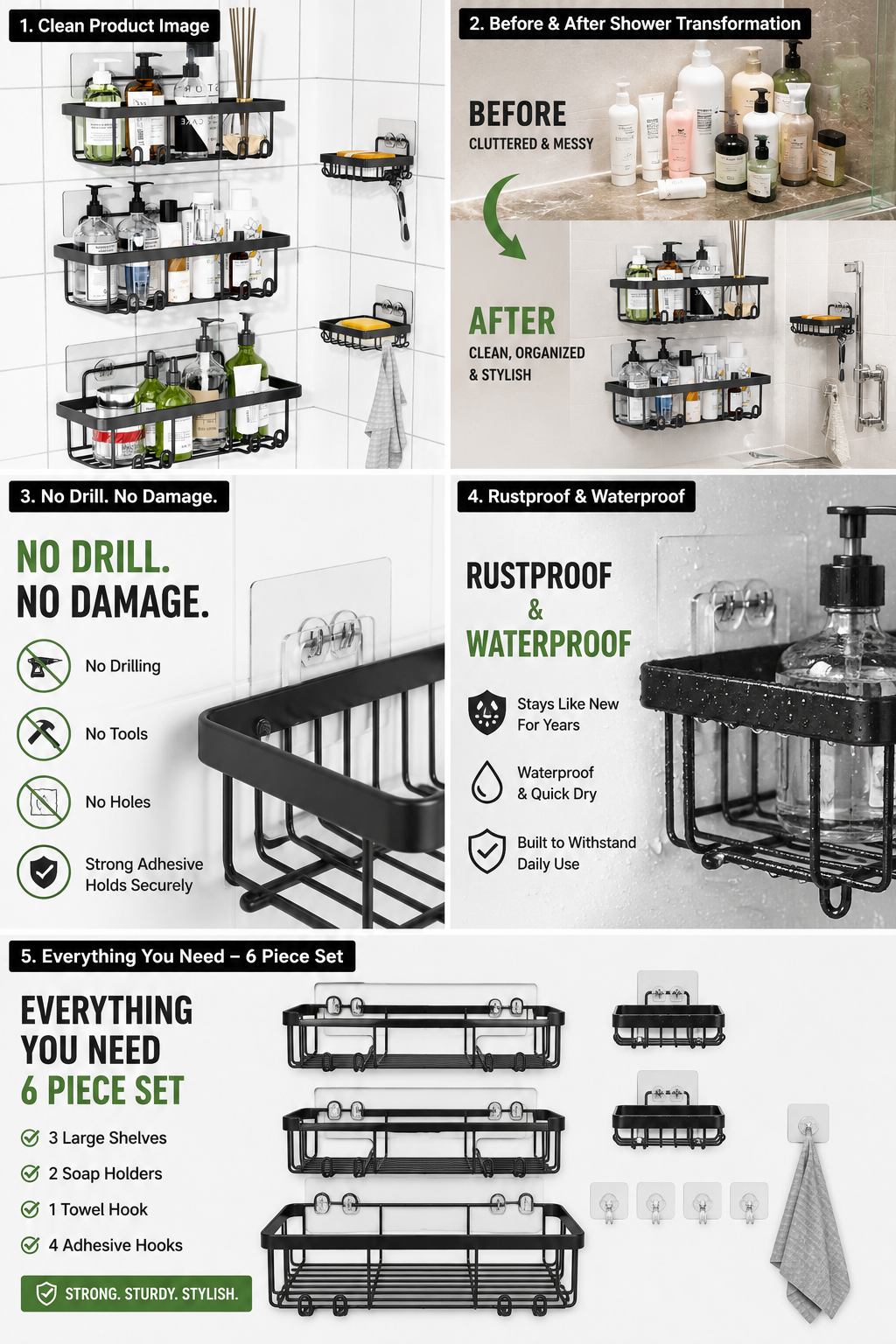 Shower Shelves Overflowing? Keep Your Bathroom Organized and Clutter-Free.
