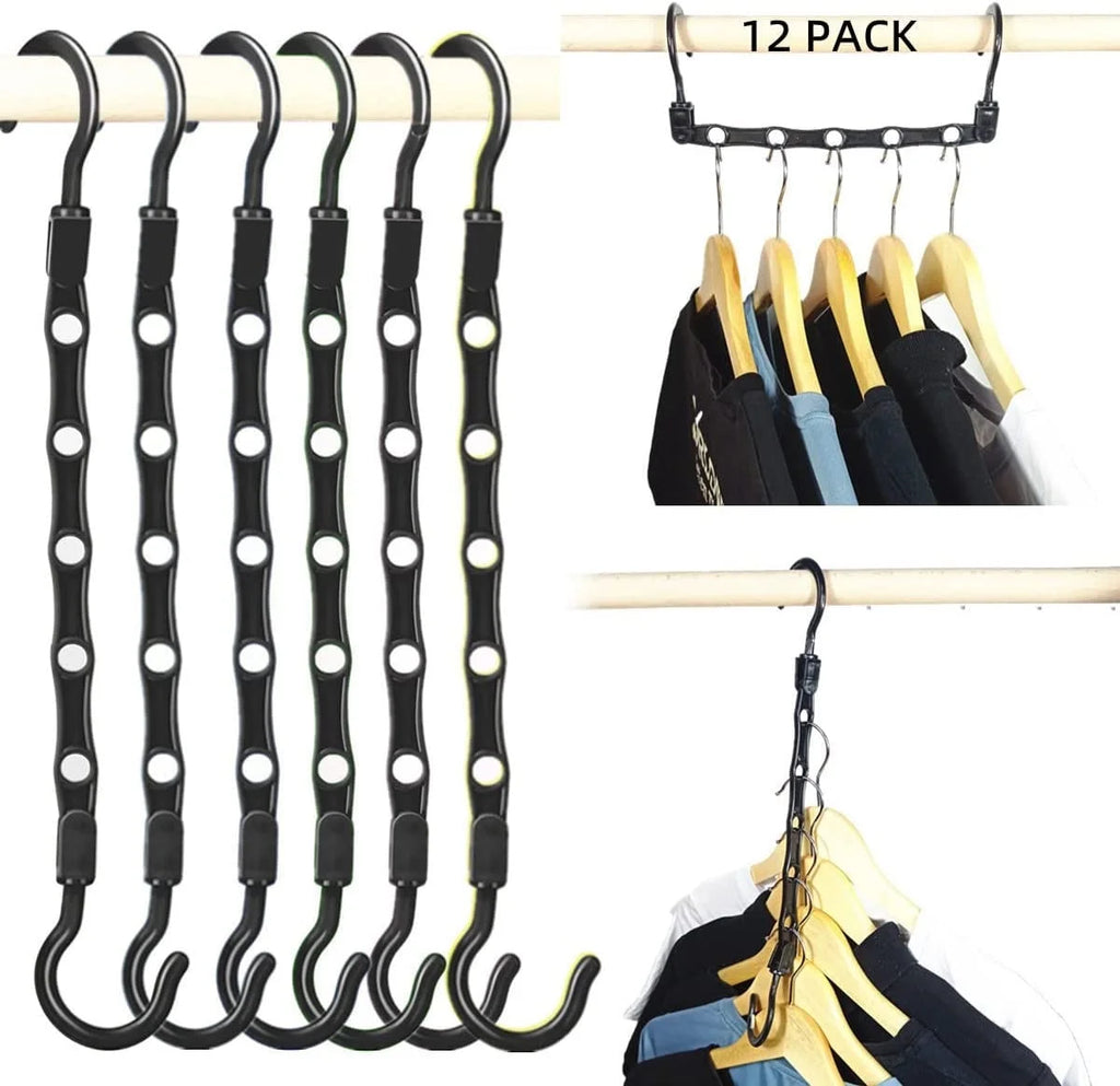 12 Pack-Closet-Organizers-And-Storage, Magic-Hangers-Space-Saving-For-Clothes, Closer-Organizer-For-Closet-Organization, Space-Saver-Hanger-Organizer-For-Multipurpose, Dorm-Room-Essentials