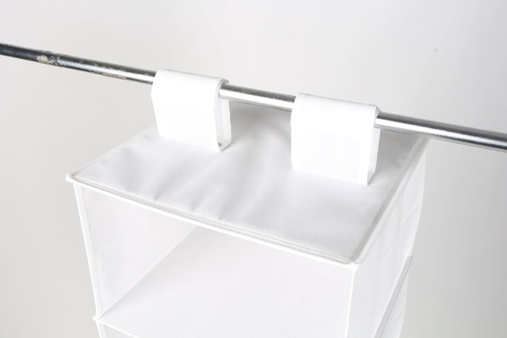 (3 Pack)  6 Shelf Non-Woven Hanging Closet Organizer Shelf Dividers, Arctic White