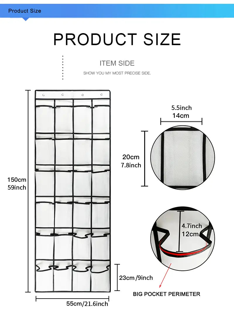 Over the Door Shoe Organizer, 24 Pockets