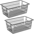 SANNO Freezer Baskets Metal Storage Organizer Bin Basket Wire Storage Basket for Kitchen Pantry Bathroom Large Metal Farmhouse Food Fruit Produce Organizer Binsblack2