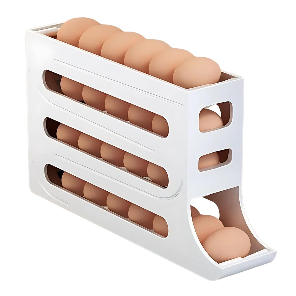 Tribal Club 4 Tiers Egg Holder for Fridge New Automatic Scrolling Egg Rack