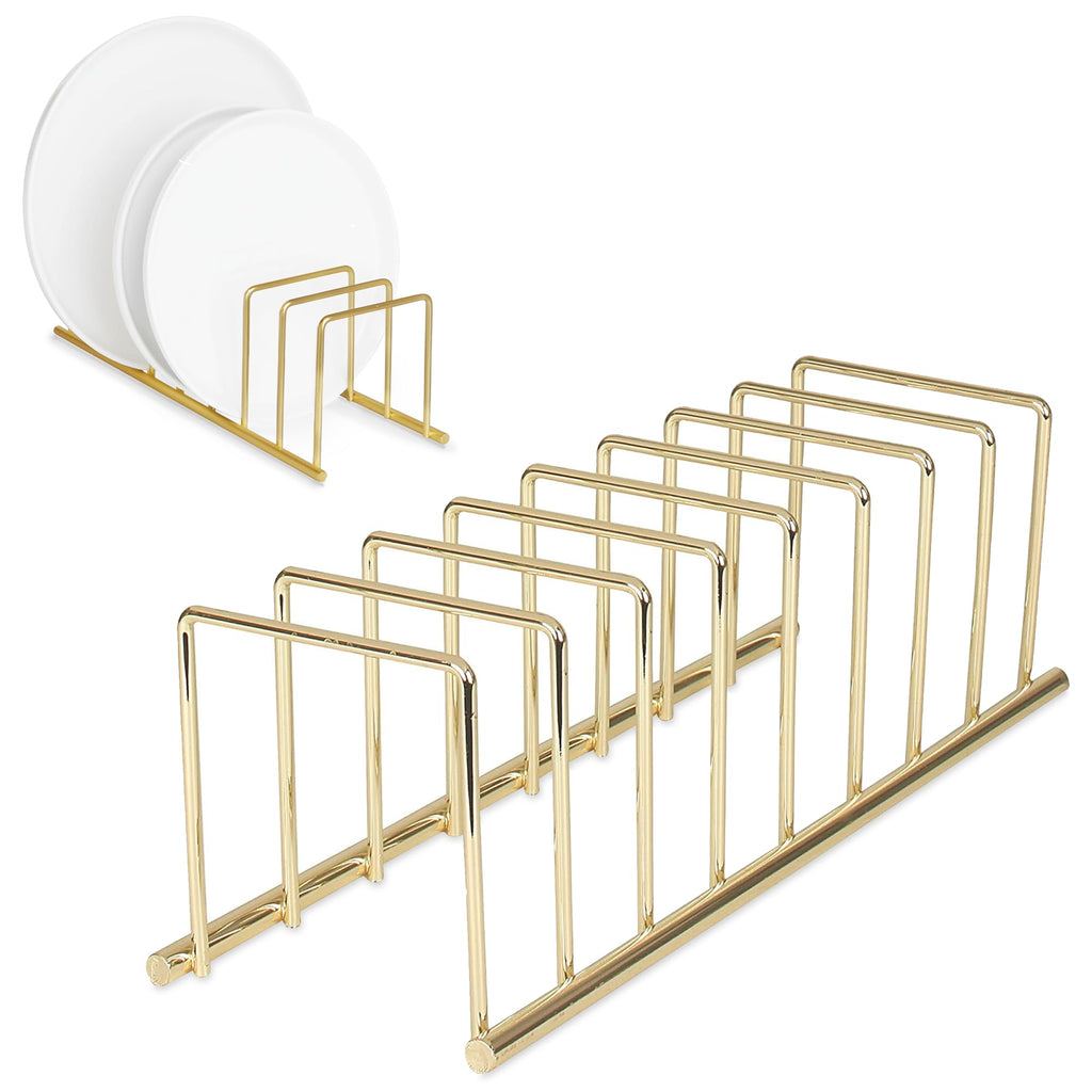 Spectrum Dish Drying Rack for Kitchen Counter Euro Kitchen Organizer (Gold) - Space-Saving Dish Rack Holder - Dish Drainer for Pots & Pans Plates Cutting Boards Serving Trays & Lids
