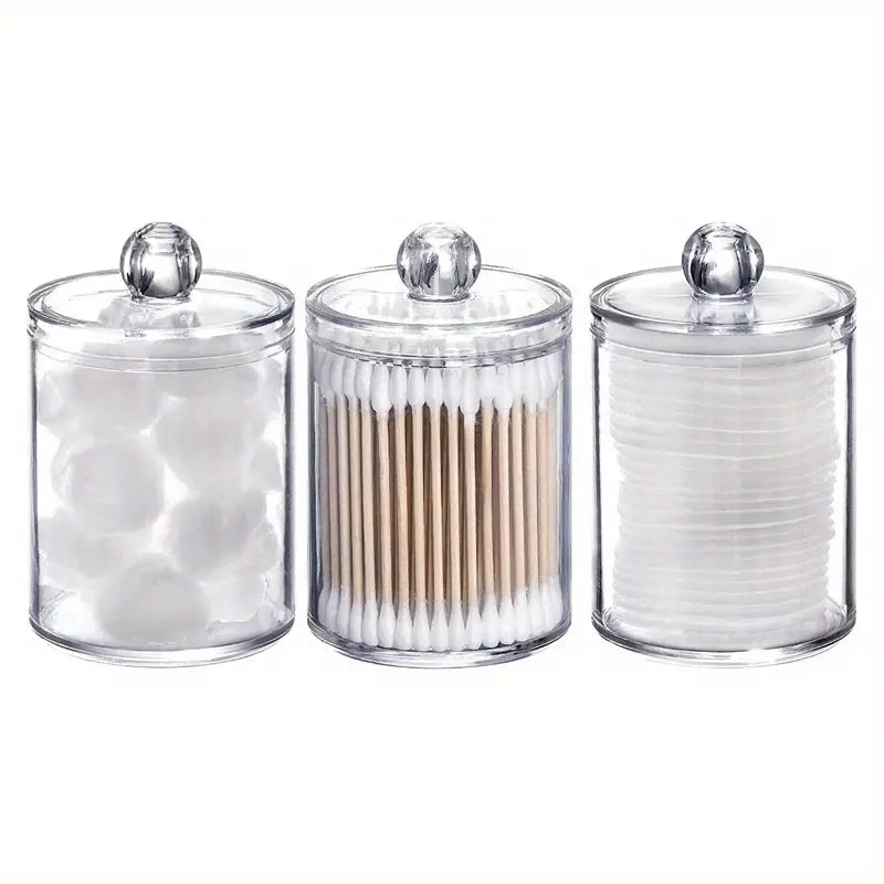 Clear Plastic Cotton Swab Holder and Bathroom Organizer